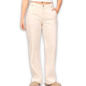 Abercrombie & Fitch Curve Love Mid Rise Baggy Jean Cream Plus Size 34 18